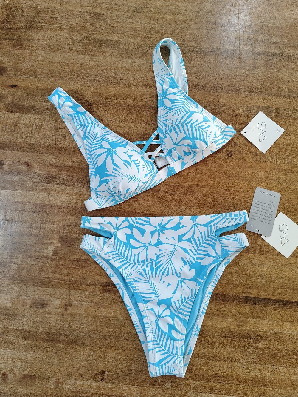 Vicious Young Babes Front X Strap Halter Bikini Top & High Cut Cheeky Bottom S/M